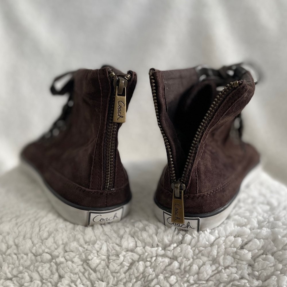 Coach Brown Suede High Top Sneakers Sz 8.5